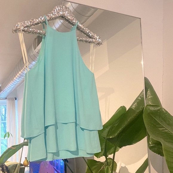 Everly Racerback Silky Blouse Tank Top - Picture 9 of 10